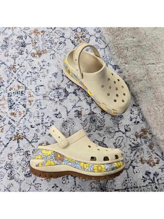 CROCS Shoes - Crocs Mega Crush Clog Vanilla/Multi Retro Floral Colorway Women US 9
